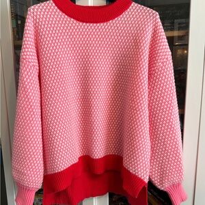 Peach Love California Pink and Red Crew Neck Sweater